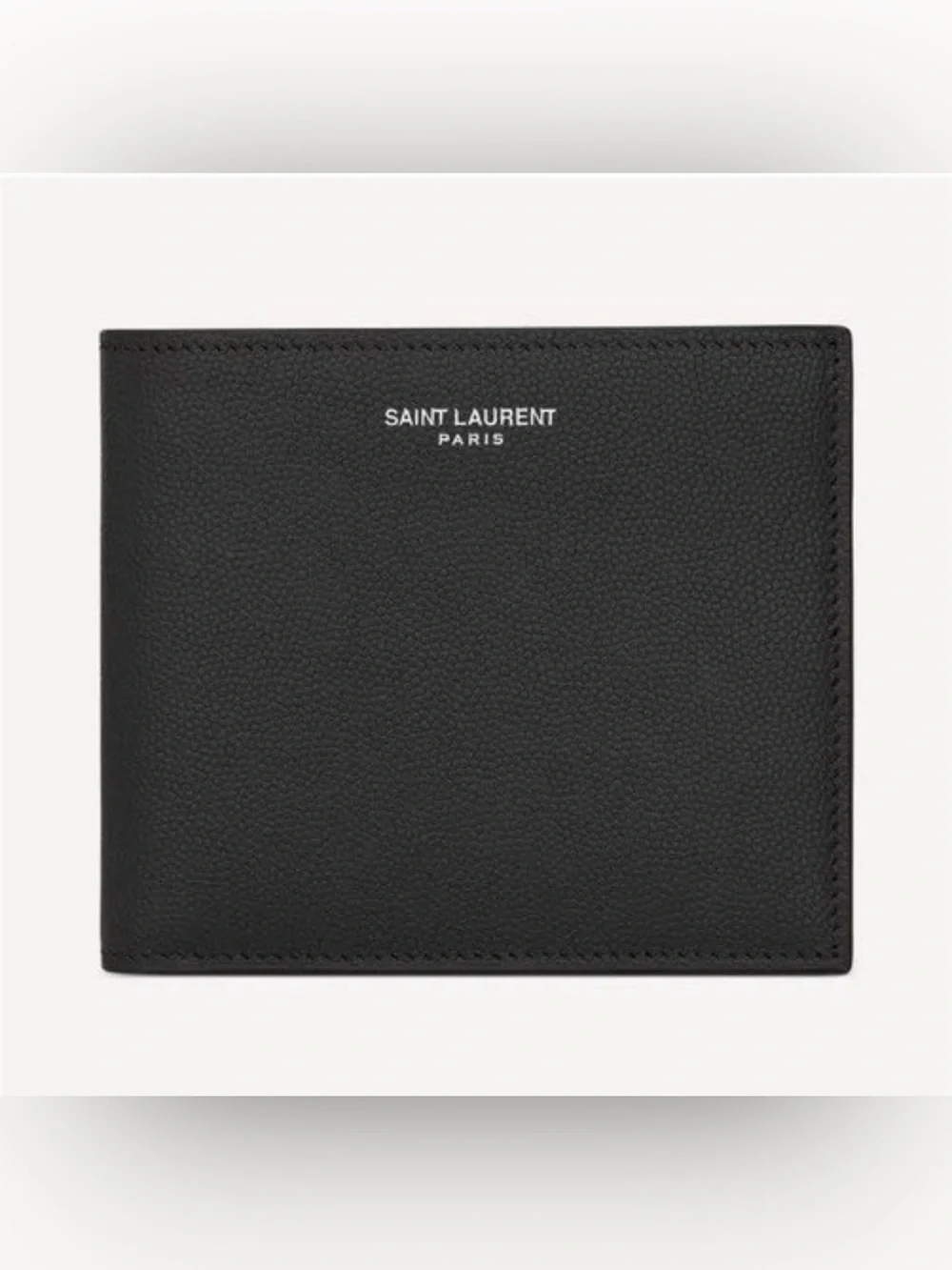 Saint Laurent Black Pebbled Leather Card Sleeve